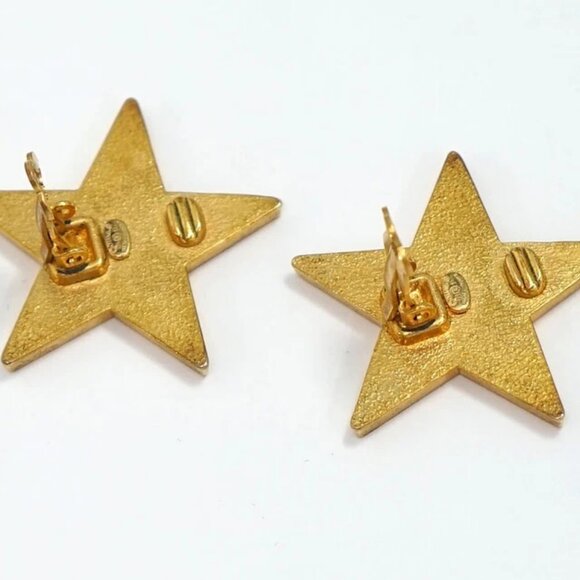 CHANEL CC Logos Black Star Clip-On Earrings Gold Tone 01P Auth w/Box c1150 - Picture 4 of 16